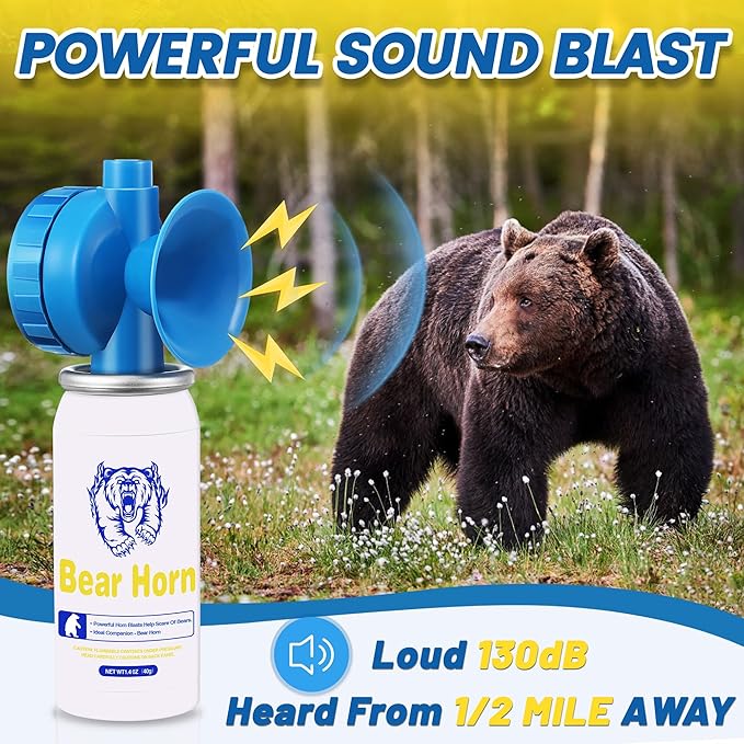 1.4oz Bear Horn Self Defense,130dB Loud Mini Safety Bear Air Horn,Heard Up to 0.5-Miles Away,Bear Alarm Scare Bears, Ideal for Hiking,Camping and Outdoor Protection
