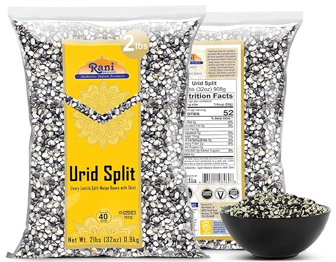 Rani Urid/Urad Split Chilka (Split Matpe Beans with Skin) Indian Lentils 32oz (2lbs) 908g ~ All Natural | Gluten Friendly | Non-GMO | Kosher | Vegan | Indian Origin