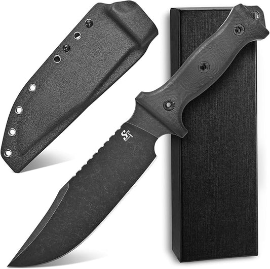 Sitivien ST28 Fixed Blade Knife 7MM Thick N690 Stainless Steel Blade G10 Handle Full Tang EDC Tool Knifes for Outdoor Working Camping Hunting Fishing