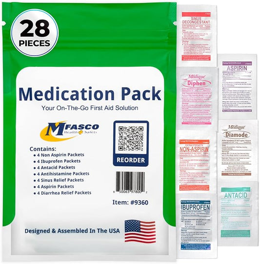 First aid Kit Refill Supplies Medication Pack for Refilling Small Kits or Traveling