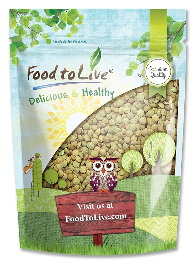 Food to Live - Whole Green Lentils, 3 Pound Dried Raw Lentils, Sproutable, Kosher, Vegan. Rich in Dietary Fiber, and Protein. No Soaking Required.