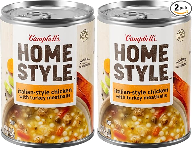 Campbell's Homestyle Italian-Style Chicken Soup With Turkey Meatballs, 16.1 OZ Can (Pack of 2)