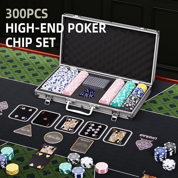 300pc Poker Sets with case Numbered Poker chip Set with denominations Values Casino Chips for
