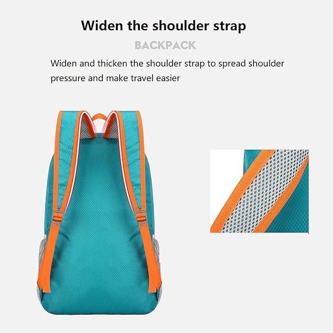 25L Foldable Hiking Backpack Lightweight Packable Basic-Daypack Collapsible Bag Water-Resistant Travel Men Women Camping Cycling Outdoor (Lake Blue)