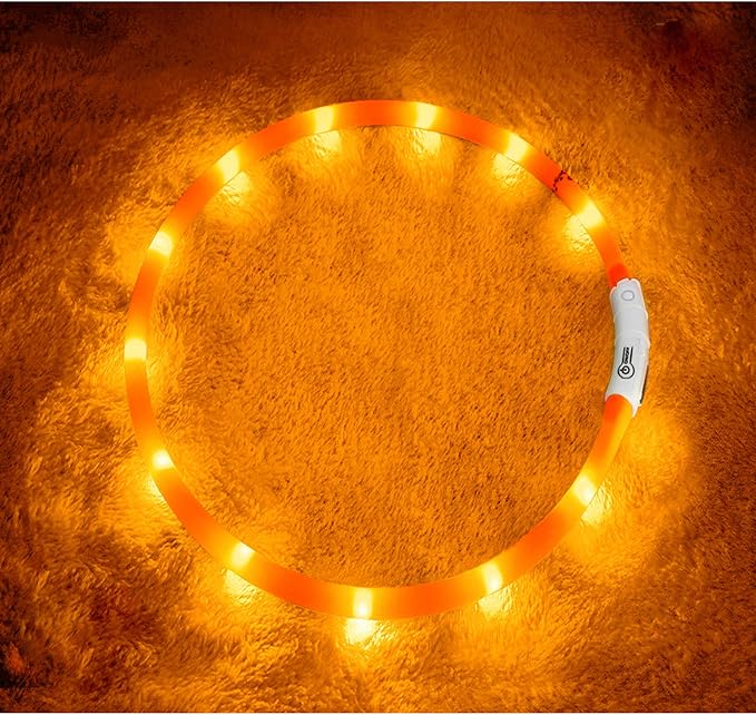 LED Dog Collar,USB Rechargeable Glowing Dog Collars, Light Up Collar Improved Pet Safety &Visibility at Night, 3 Flashing Modes,Water-Resistant LED Lighted Fits for Small Medium Large Dogs