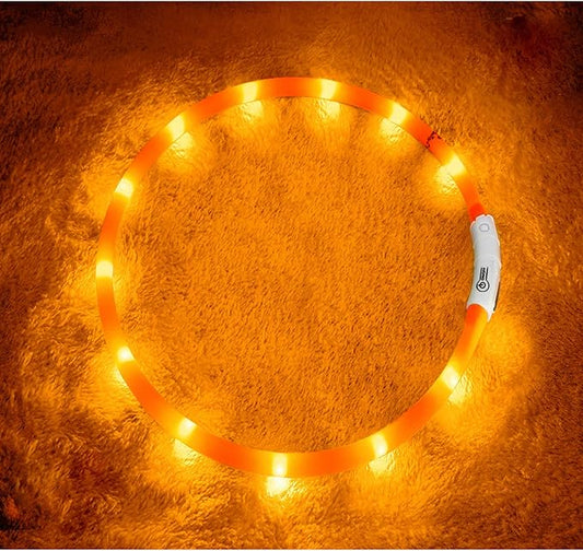 LED Dog Collar,USB Rechargeable Glowing Dog Collars, Light Up Collar Improved Pet Safety &Visibility at Night, 3 Flashing Modes,Water-Resistant LED Lighted Fits for Small Medium Large Dogs