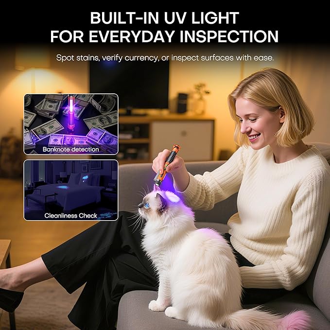 EDC Flashlight Rechargeable,800 Lumen Small Flashlight with Magnetic Clip & Base, 11 Modes LED Flashlight,Glass Breaker&Bottle Opener, USB-C Flashlight for Working,Home and Emergency