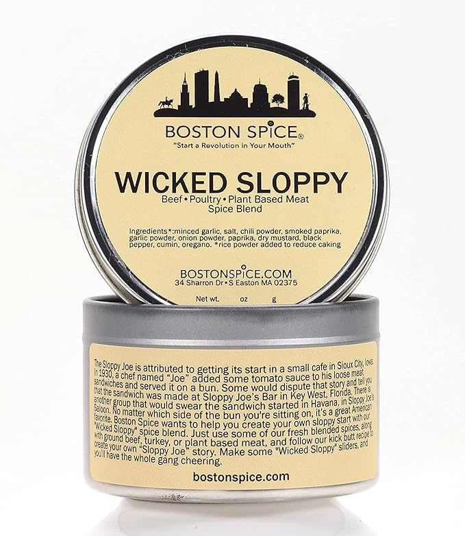 Boston Spice Wicked Sloppy Joe Sandwich Seasoning Mix Blend For Poultry Beef Pork and Meatless Plant Based Proteins Also For Pasta Sauce and BBQ Ribs (Approx 1c in Tin 5.5oz/157g)