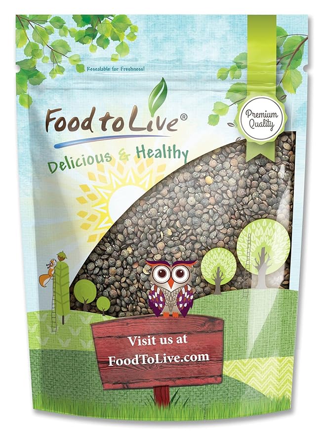 Food to Live French Green Lentils, 5 Pounds ??Whole Dry Beans, Raw, Sproutable, Vegan, Kosher, Bulk. Deep Peppery Flavor. Rich in Plant-Based Protein. Great Base for Soups, Chili, and Curries