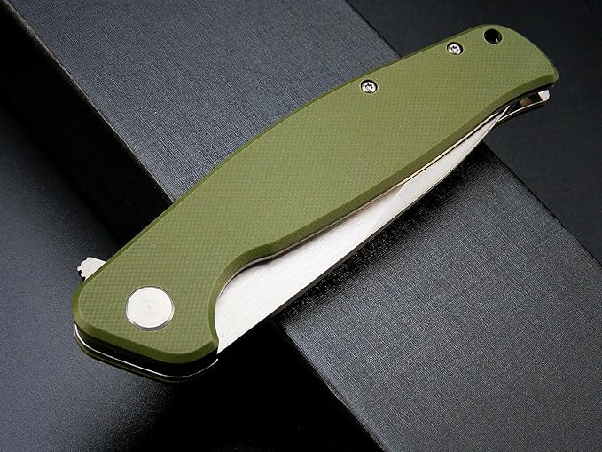 Eafengrow EF240 Folding Knife D2 Steel Blade G10 Handle EDC Tool Pocket Knives for Outdoor Working Camping (green)