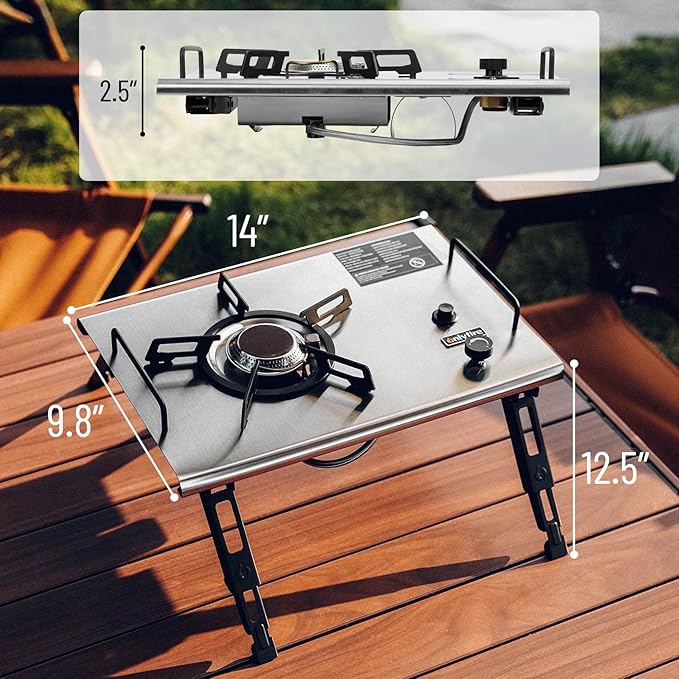 Onlyfire IGT Foldable Camping Stove, Portable Propane Gas Camp Stove for Outdoor Cooking, Tailgating, RV, Picnicking, GS335