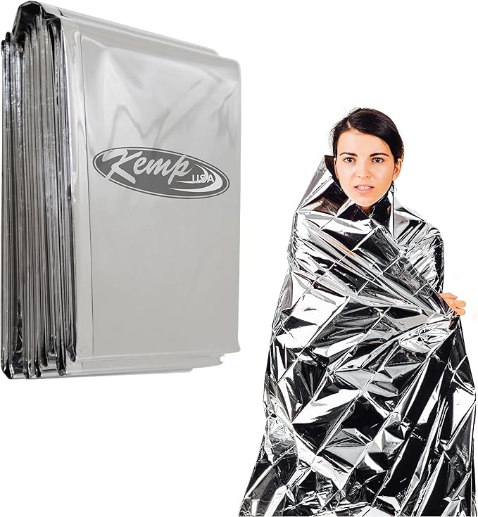 Kemp USA Emergency Mylar Blanket - Pack of 25, Lightweight Multipurpose First Aid Blanket, Used by US Customs & Border Patrol for Survival Gear and Supplies, Ideal for Bug Out Bag & Emergency Kit