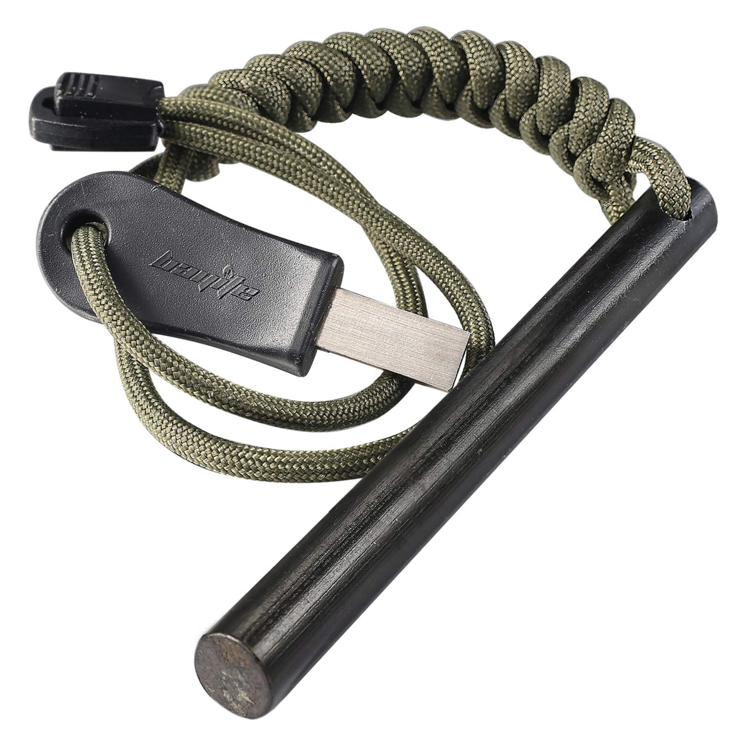 bayite 4" Survival Ferro Rod Drilled Flint Fire Starter and Striker Kit