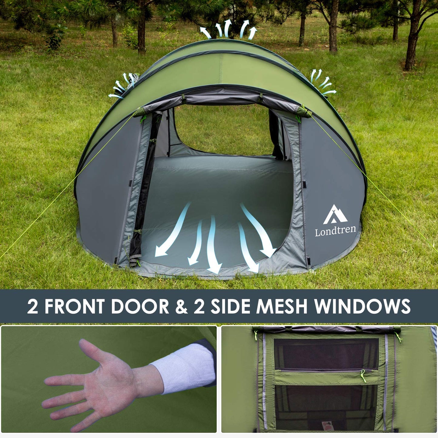 Pop Up Tents for Camping 4 Person Waterproof Military Popup Tent Camping Easy Up Camping Tents