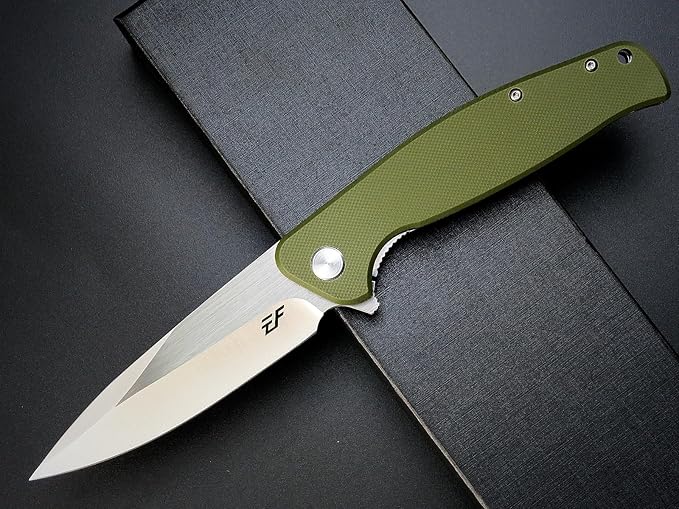 Eafengrow EF240 Folding Knife D2 Steel Blade G10 Handle EDC Tool Pocket Knives for Outdoor Working Camping (green)