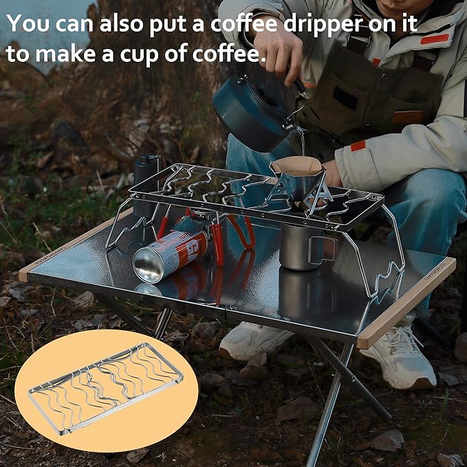 CAMPINGMOON Portable Folding Camping Campfire Grill over Fire Split Stoves 304 Stainless Steel (13.8?™’L (MS-1111))
