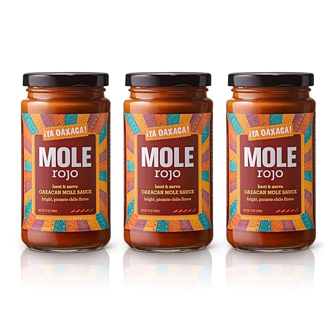 Ya Oaxaca - Mole Sauce - Rojo - Bold Spice - Blend of Smoked & Dried Chiles, Spices, House Made Chocolate - Vegan, Non-GMO, Gluten Free - Great on Enchiladas, Tacos, Nachos, Tortillas - 12oz (3pk)