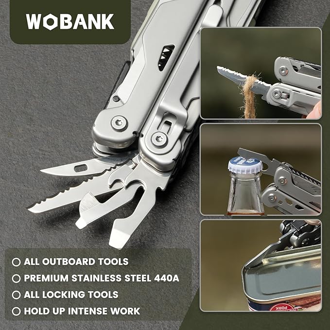 Multitool, 29-in-1 Stainless Steel Multi Tool Pliers with Screwdriver Sleeve, Damascus Pocket Knife, Nylon Sheath for Survival Camping, Hunting and Hiking