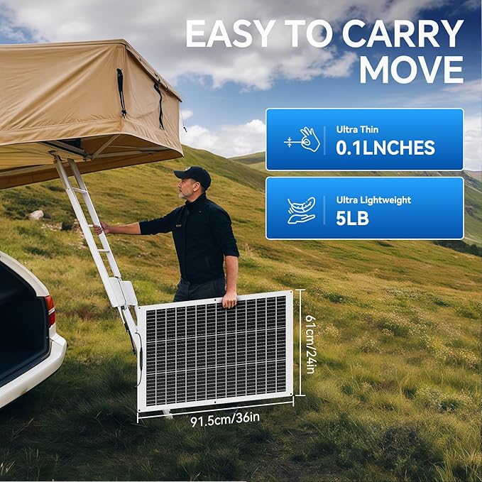 200W Flexible Solar Panel, (2 PCS 100W) 12/24V Monocrystalline Lightweight Bendable Mountable Waterproof for RV Roofs Boats Camper Cabin Trailer Caravan Battery Charge Uneven Surfaces