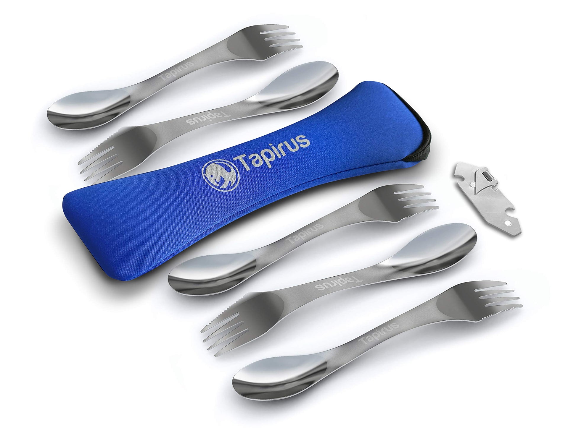 Tapirus - 5 Spork Of Steel Utensils Set - 8-inch Long Durable & Rust Proof Stainless Steel Spoon