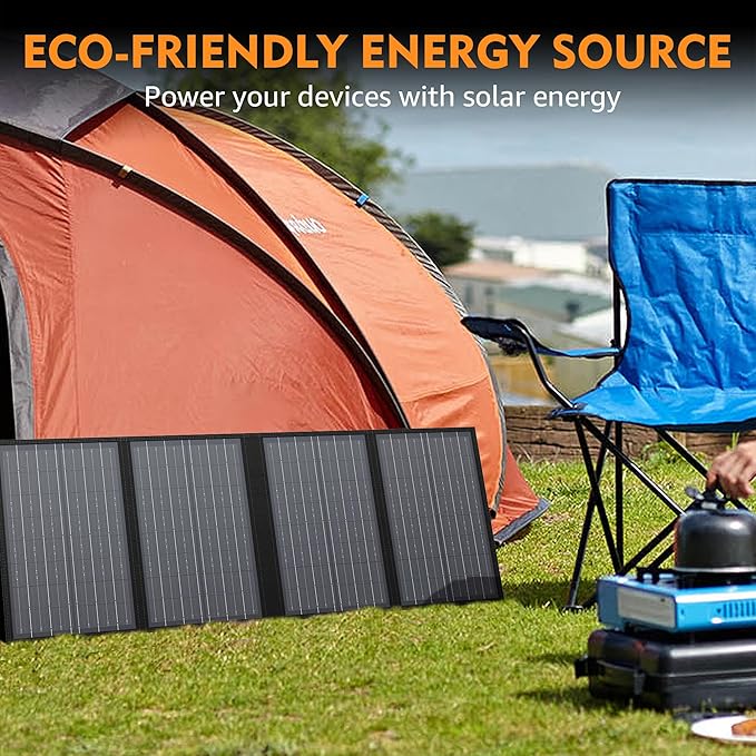 powkey 200W Solar Generator with Panel, 120Wh/200W Portable Power Station with 60W Foldable Solar Panel for Outdoor Camping