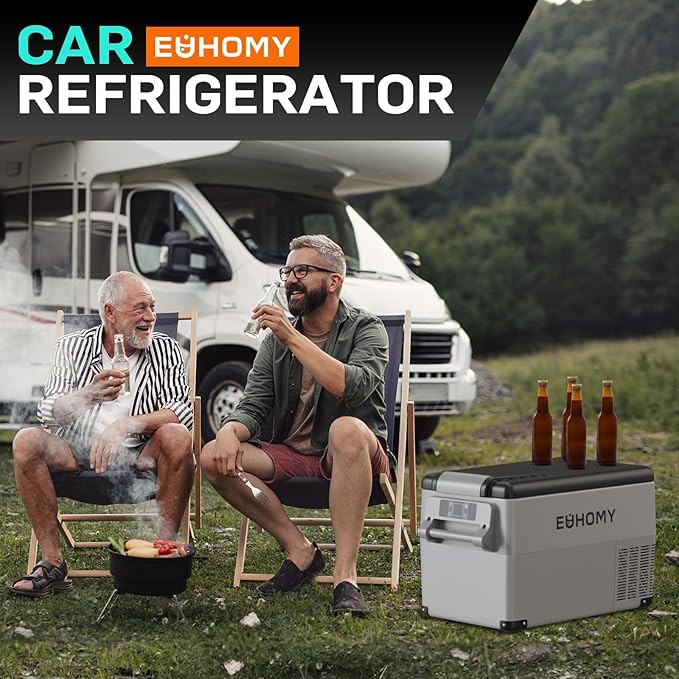 EUHOMY 12 Volt Refrigerator, 38QT(35L) Electric Cooler, 12V Fridge APP Control, 12V Cooler -4℉~68℉, Portable Freezer 12/24V DC 100-240V AC for Camping, Travel, Truck, Home