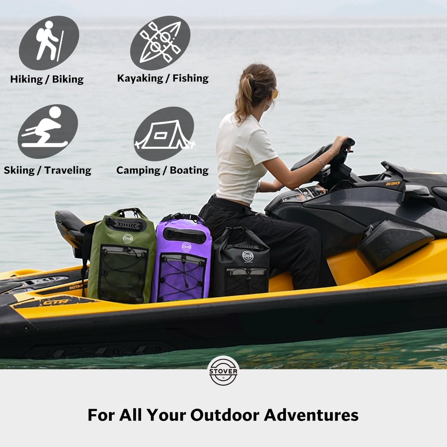 STOVER 5/10/25/30/40L Waterproof Dry Backpack & Phone Case- Large Floating Dry Bag for Kayaking
