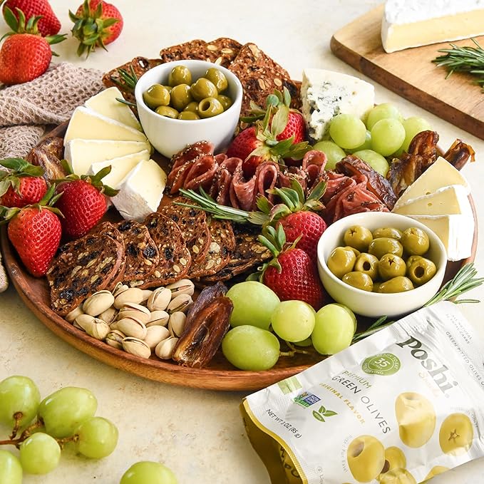 Poshi Green Olives On-The-Go - Original Flavor - Single Serve Pitted Olives - Convenient and Healthy Snack Packs - All Natural, Non-GMO, Kosher, Gluten-Free - 3 Oz Bags (6/Pack)