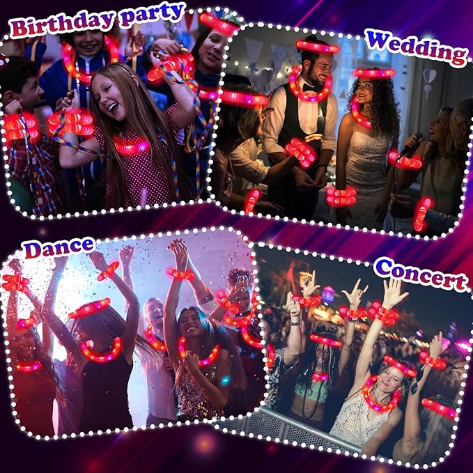 24 PCS Red Glow Sticks Party Favors for Kids, Light Up Necklaces Bracelets Accessories for Toddlers,Halloween Birthday Party Basket Goodie Bag Stuffers Fillers,Treats Prizes Toys Gifts for Boys Girls