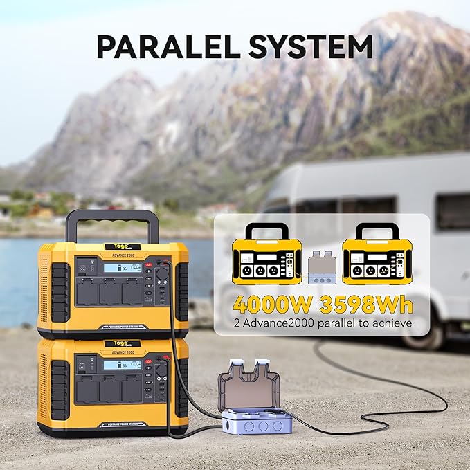 Togo POWER A2000 Portable Power Station 2000W-1799Wh Solar Generator LiFePO4 Battery Backup with AC Outlets(4000W Peak)-Fast Charge in 1.5H,10ms EPS Switch for RV Trip,Home use,Camping,Outage