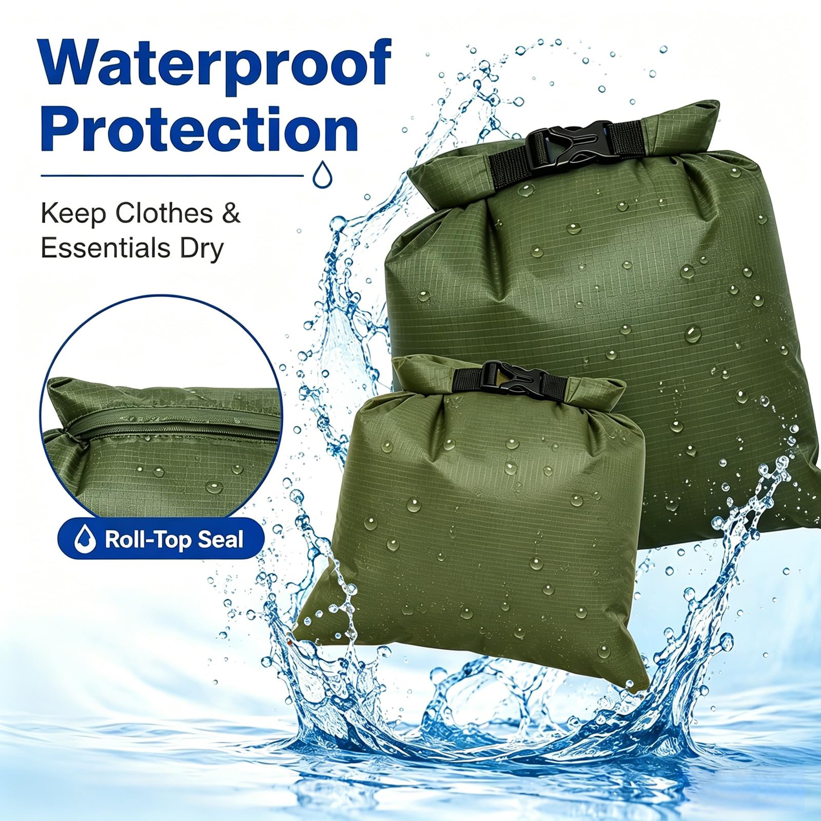 TRENDBOX Set of 5 Sizes Roll Top Waterproof Dry Bag Kit Storage Compression Bag Sack Poch Packing