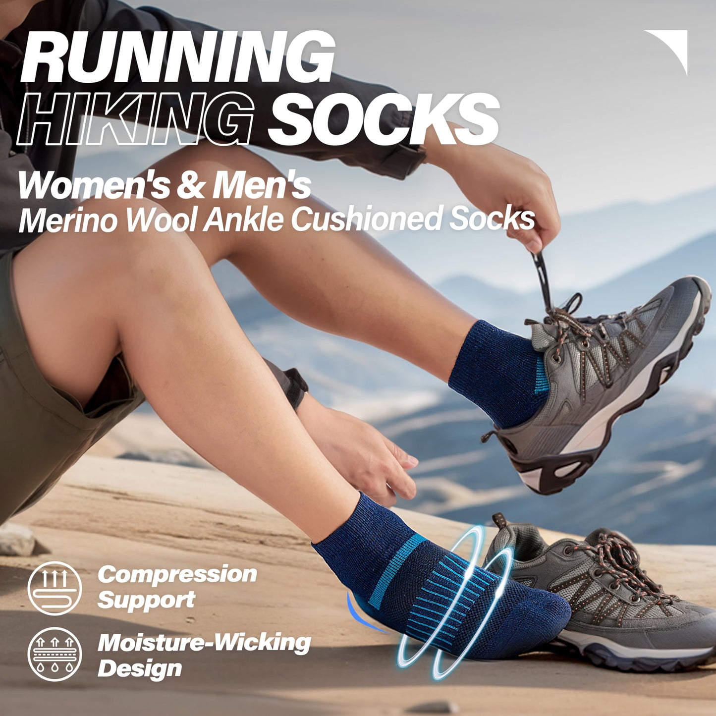 Anlisim Merino Wool Quarter Ankle Running Hiking Socks for Women and Men