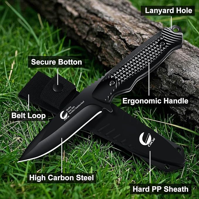 Survival Knife, Fixed Blade Knife with Sheath for Beginners, EDC 4-Inch High Grade Stainless Steel Small Knife, Good for Carving, Camping, Fishing, Survival, Outdoor