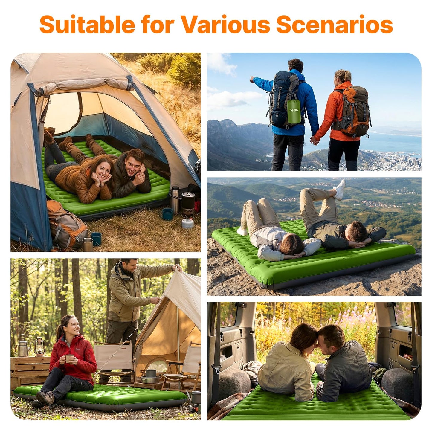 OGERY Double Sleeping Pad, 6" Extra Thick Inflatable Camping Mattress