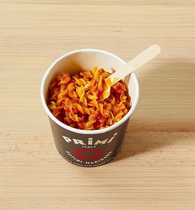 Primi Pasta Cup, 12-Pack, Made In Italy, Non-GMO, Just Add Water, Microwavable, Ready in 3 Minutes (12 Pack, Fusilli With Marinara)