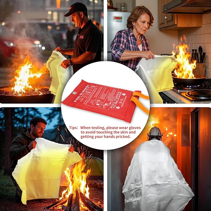 Home Emergency Fire Blankets, (39.3 * 39.3?? 1PACK Fire Blanket for Kitchen, Fireproof Fiberglass Fire Safety Blanket.