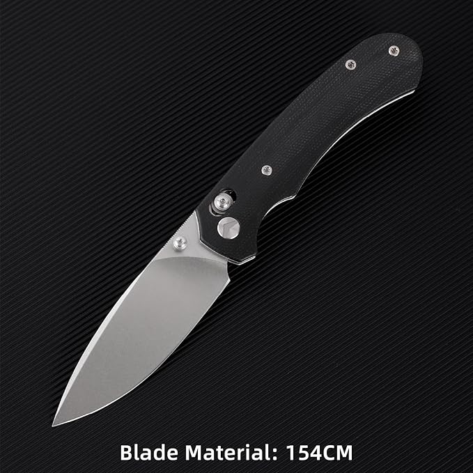 Folding Knife,Pocket Knife,3.31??154CM Blade,Erogonomic Canvas Micarta Handle,Survival Camping Knife with Pocket Clip,EDC Knife for Camping, Hunting, Hiking, Survival,Black
