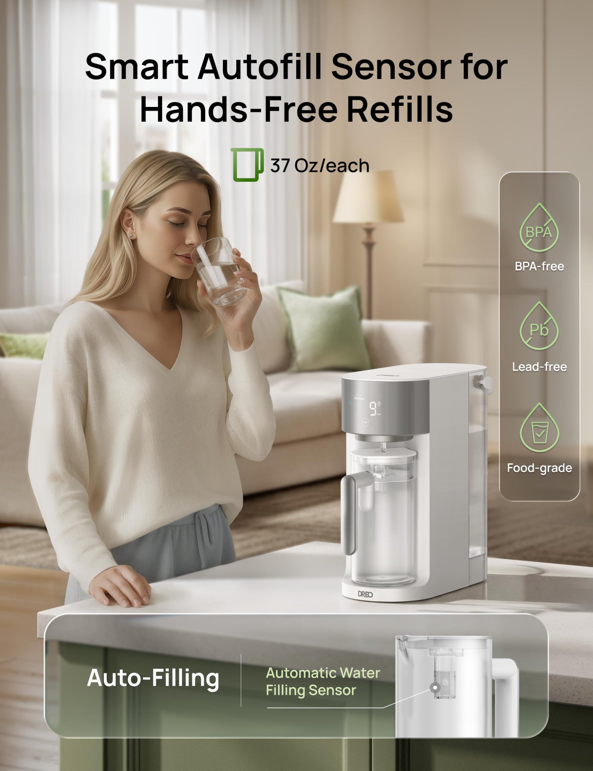 DREO Reverse Osmosis Water Filter Countertop, RO Filtration System, 3:1 Pure to Drain, TDS & Filter