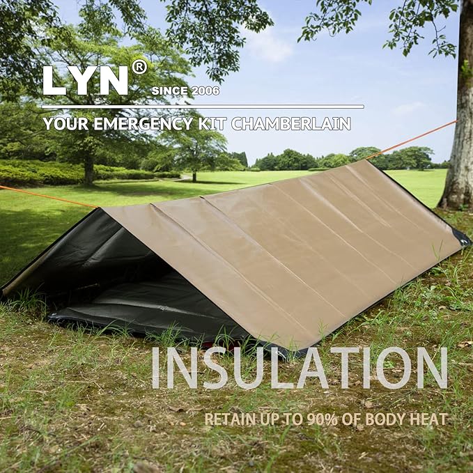 LYN Heavy Duty Emergency Blanket Survival Gear Waterproof Insulated Blanket Emergency Tarp for Camping, Hiking, Bushcraft