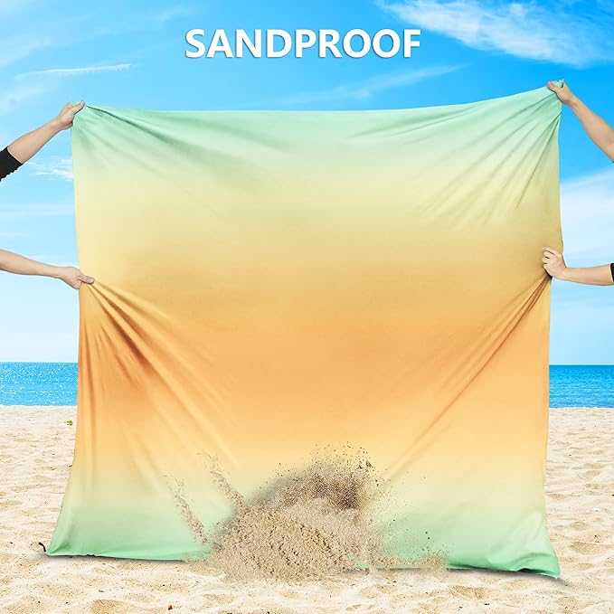 Beach Blanket Waterproof Sandproof Beach Mat 79" X 83"/10'x9'for 2-8 Adults Quick Drying Outdoor Picnic Mat Beach Accessories for Travel, Camping, Hiking