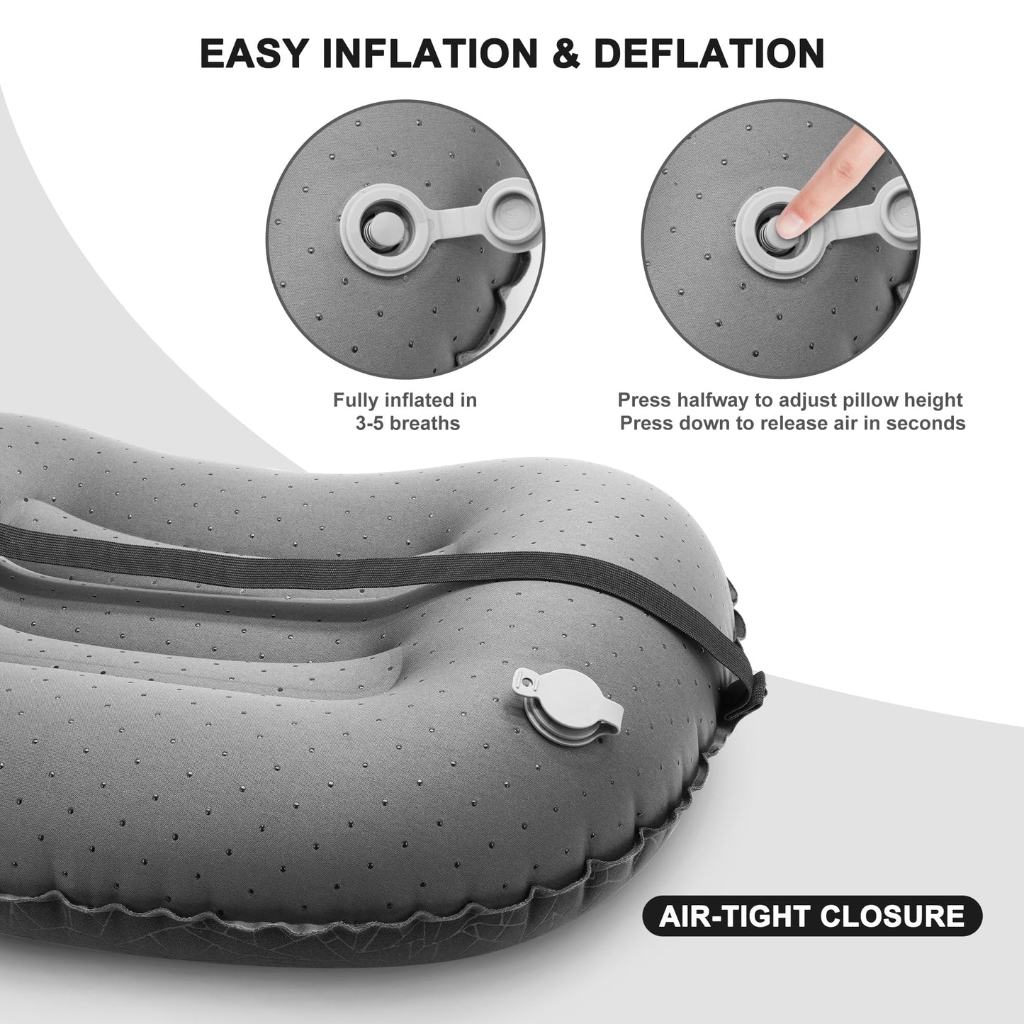 BreezCamp Inflatable Camping Pillow, Travel Blow Up Air Pillow, Neck Lumbar Support Ultralight
