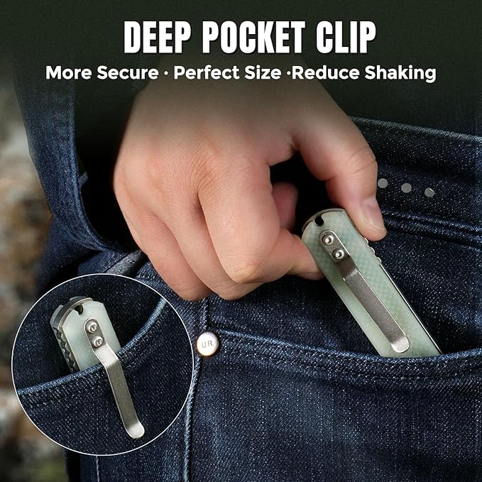 Folding Pocket Knife, 3.19” 14C28N Steel Blade G10 Handle Praxis Small Flipper Liner Lock EDC Folding Knife, Sharp Survival Camping Hiking Hunting Tactical Knives for Men (Translucent Green)