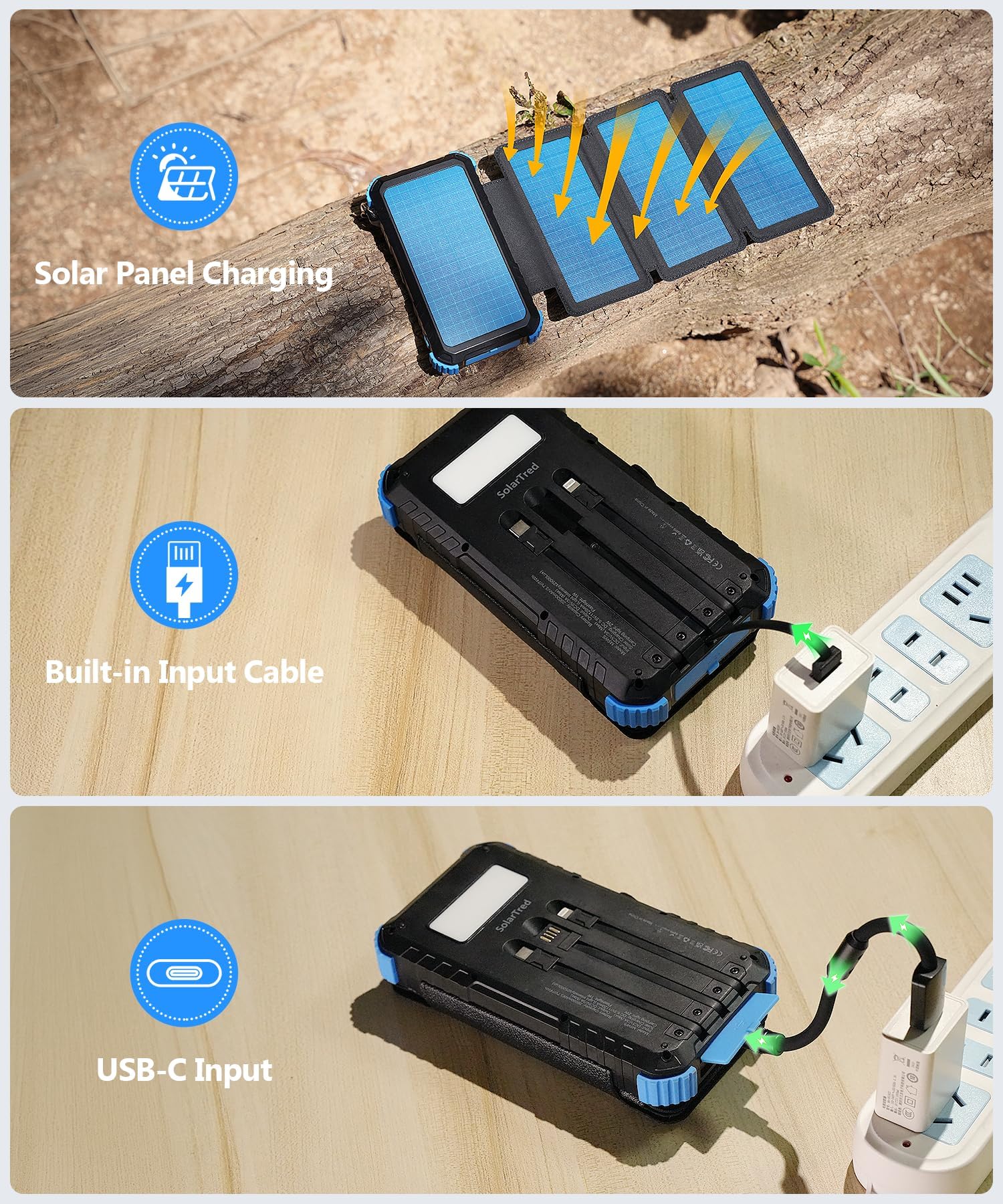 Solar Power Bank 20000mAh with 4 Panels