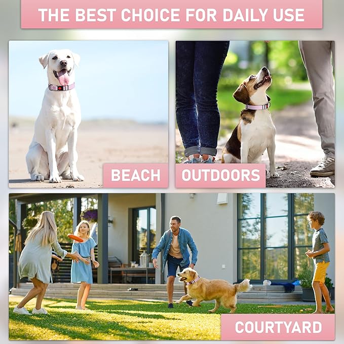 Adjustable Dog Collar with QR Code Dog Tag ID Attached - Made in USA - Honeycomb Waterproof Heavy Duty Dog Collar with Safe Lock Buckle - Odor Proof Pet Collar for Dogs with Strong Zinc D Ring