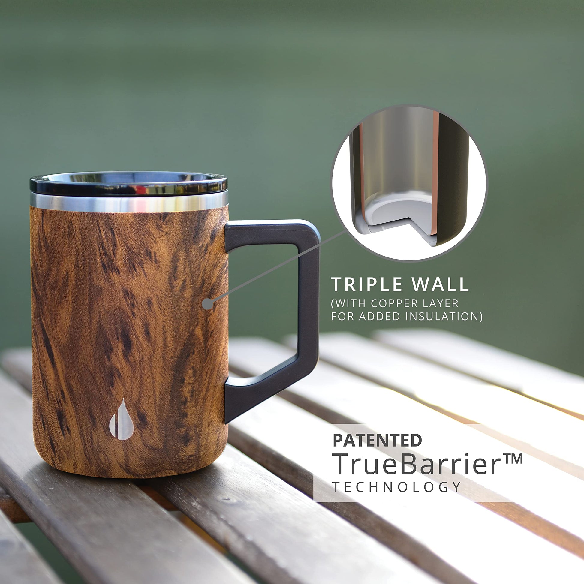 Elemental Insulated Coffee Mug - Triple-Wall Stainless Steel Summit Travel Cup for Hot and Cold