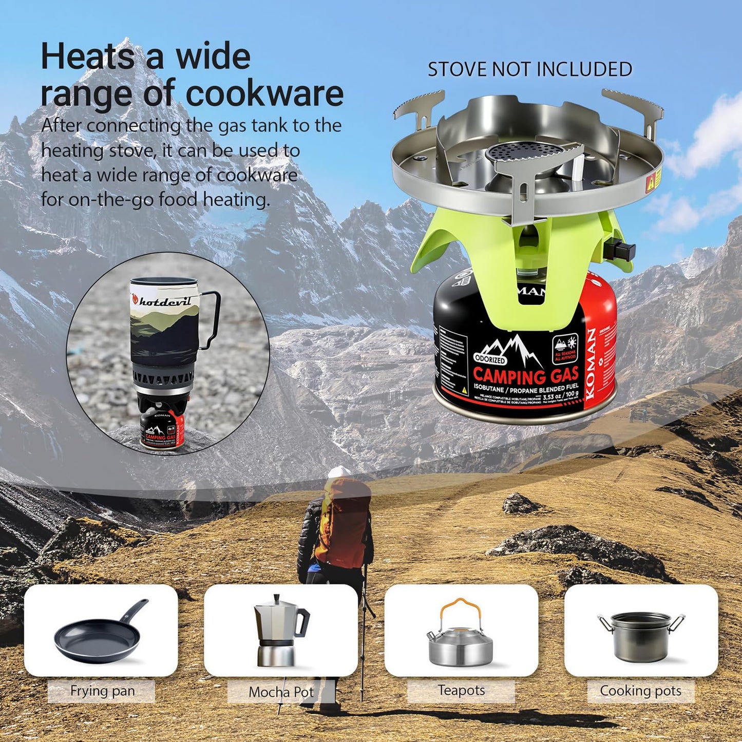 KOMAN Isobutane Fuel Canister 230 Gram Camping Stove Fuel Butane Propane Blend Camping Fuel Gas
