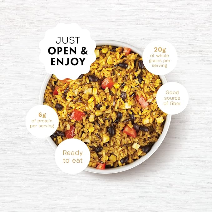 Reese Wild Rice Harvest Bowl | Black Beans, Tomatoes, Corn | High in Fiber & Protein (Pack of 8)