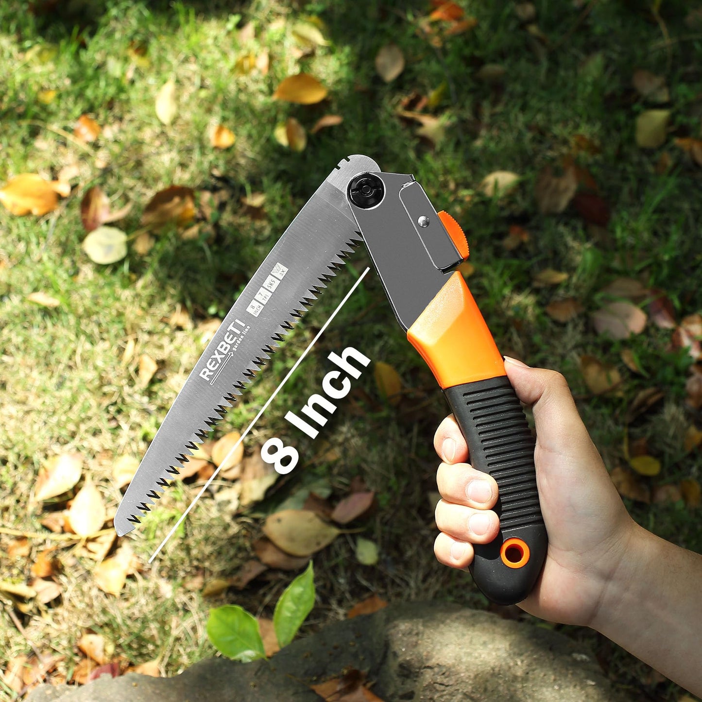REXBETI 8-Inch Folding Hand Saw, Pruning Saw for Tree Trimming, SK5 Steel