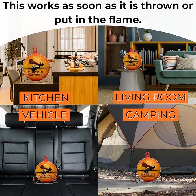 Supa Ant Fire Safety Ball as Fire Blanket for Home and Kitchen ??Fire Protection Device for House, Office, Garage, Car