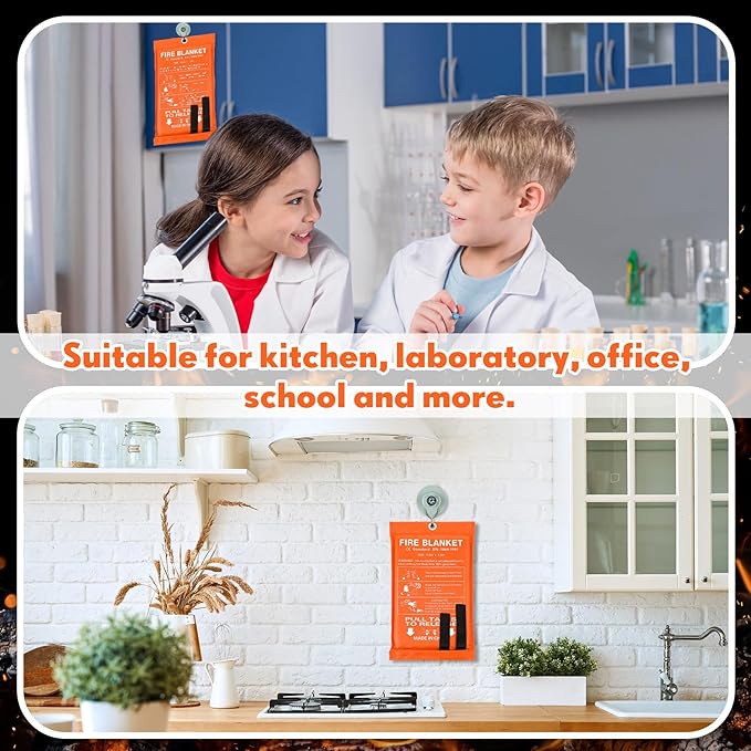 Macarrie 20 Pack 39??x 39??Fire Blanket Emergency for Home and Kitchen Safety Suppression Blanket Fiberglass Fireproof Survival for Fireplace Car Office Camping (Orange)